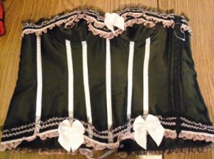 Pink and Black Lace Corset Top