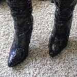Black Sequin Knee High Boots