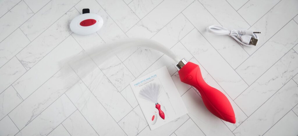 Everything included with the Inyarose sex toy includes the wireless remote, charging cable, plug itself, and instruction manual.