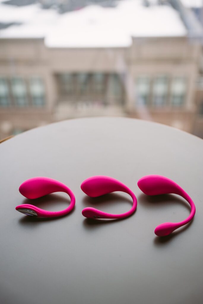 All three of the Lush vibrators shown next to one another. All three vibrators' insertable portions look very similar. The tails are different however. The Lush 4 has a silver panel and light on it but has the same tight curl as the 3. The Lush 2's tail is much less tightly curled than the other two. For my Should I Upgrade to the Lovense Lush 4 vibrator? article.