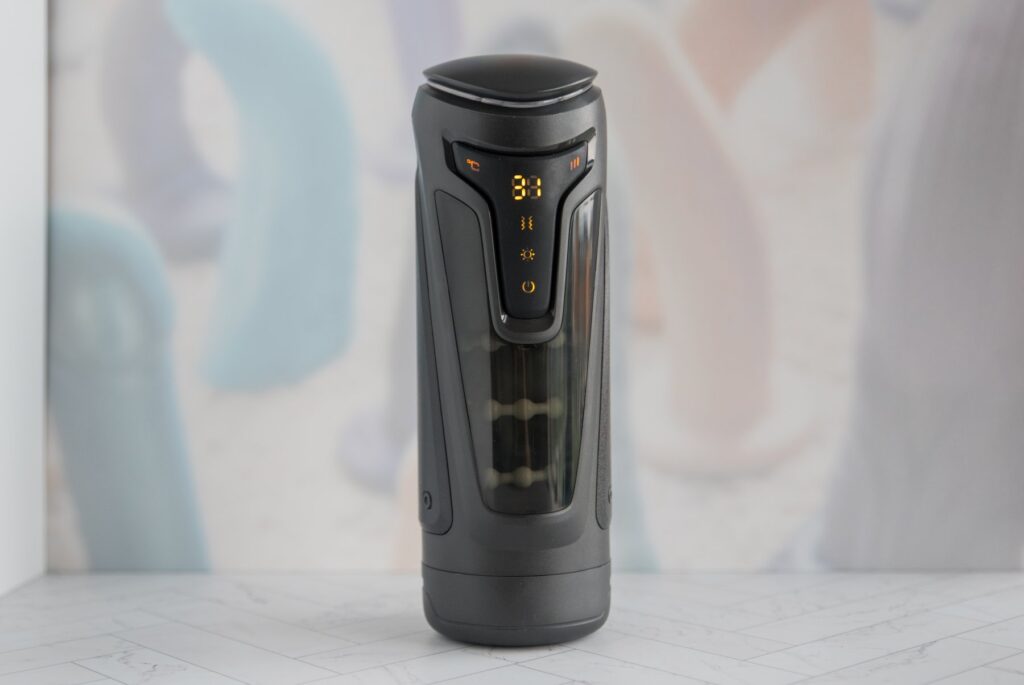 The Fleshy Sync Thrust shown turned on in front of a plain background.