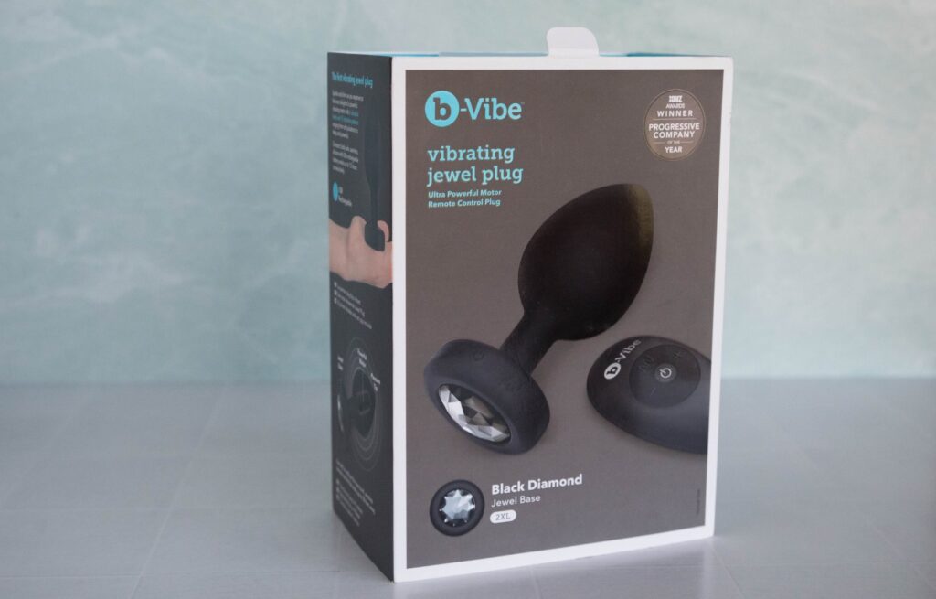The packaging for the toy. For my b-Vibe XXL Vibrating Jewel Plug Review.