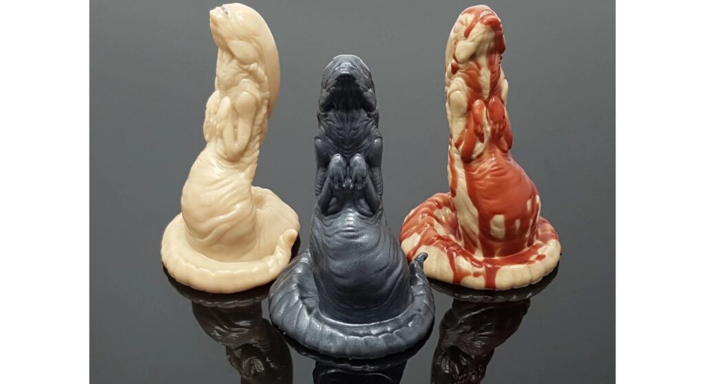 Lust Buster dildo triad. One of each of the colorations that they sell.