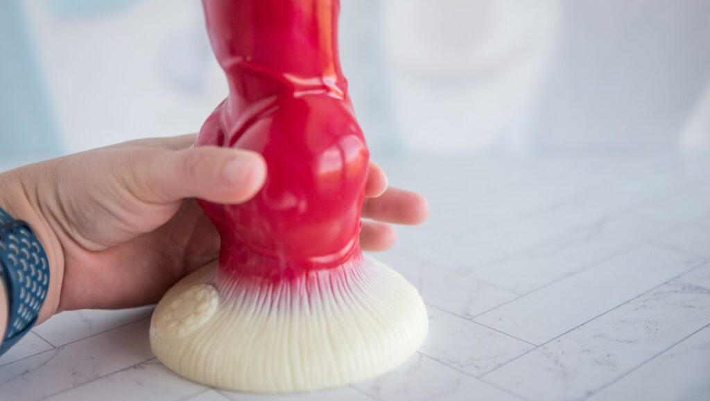 My fingers wrap around the knot at the base of the toy. My fingers are nowhere near touching, only covering about half the thickness of the toy. For my Juliet Toys PupJoy review.