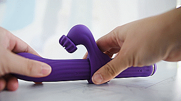 GIF shows my hand sliding the clitoral attachment down the shaft of the toy. It keeps rotating regardless of where the attachment is slid to.