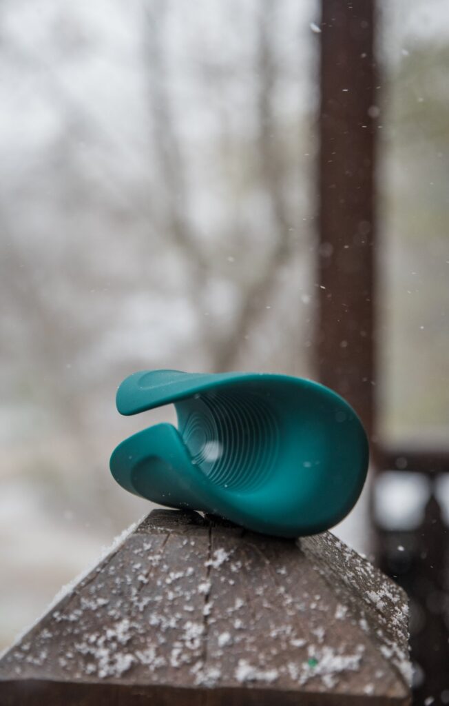The Gush 2 sits out on a snow-covered wooden platform.