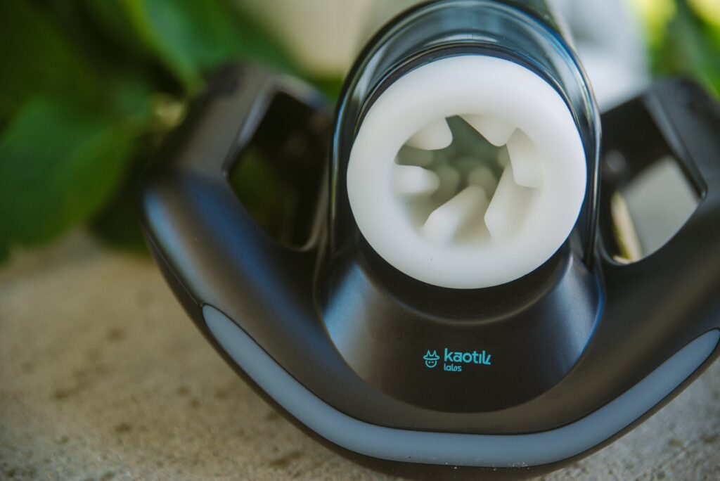 Close-up of the inner texture of the stroker on the Jetpack. It has a swirled, long-bar looking design. For my SVAKOM Jetpack review.