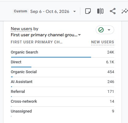 Graph shows that the majority of Kinky World visitors come from organic search with quite a few coming direct from links around the internet.
